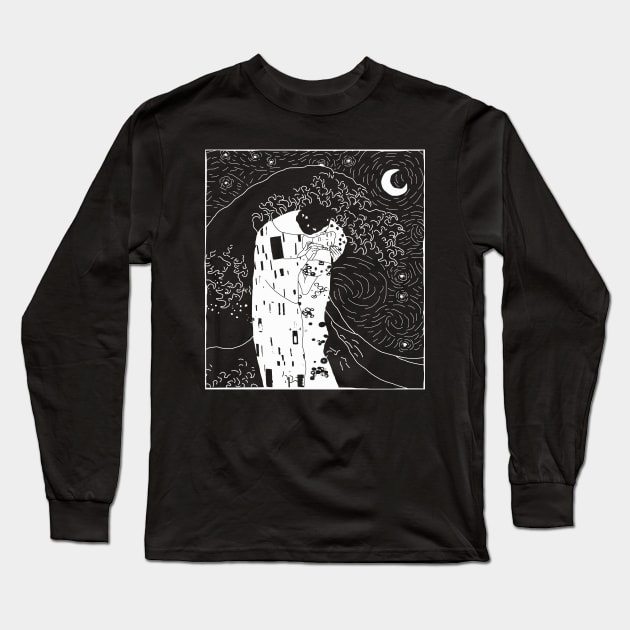 the kiss under the starry night - minimal Long Sleeve T-Shirt by FandomizedRose